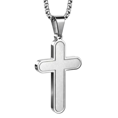 Stainless Steel Cross Necklace for Men & Women Polished & Matte Cross Pendant Unisex Religious Jewelry Gift Simple Christian Faith Jewelry
