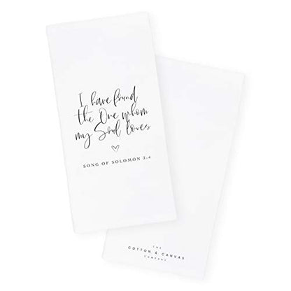 The Cotton & Canvas Co. I Have Found The One Whom My Soul Loves, Song of Solomon 3:4 Scripture, Bible, Religious, Soft and Absorbent Tea Towel, Flour Sack Towel and Dish Cloth