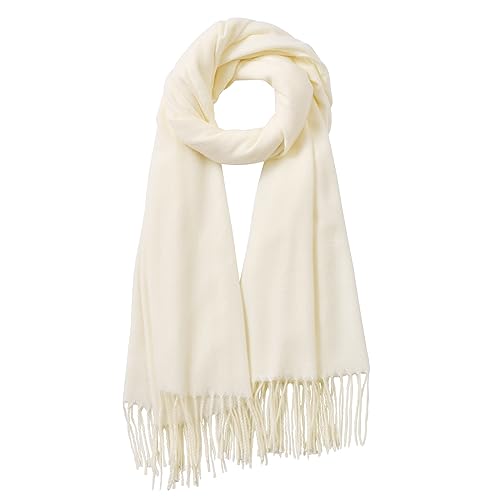 Clothirily Womens Winter Scarf, Oversized Long Blanket Plaid Shawl Wrap - color: White