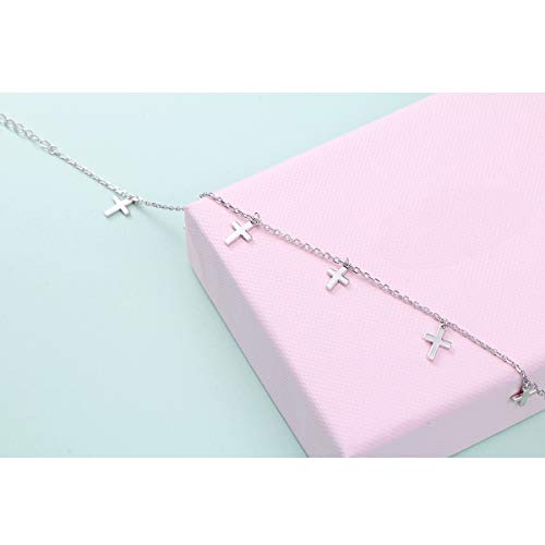 DAOCHONG Women S925 Sterling Silver Disc Statement Choker Necklace - style: Cross 1