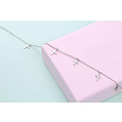 DAOCHONG Women S925 Sterling Silver Disc Statement Choker Necklace - style: Cross 1