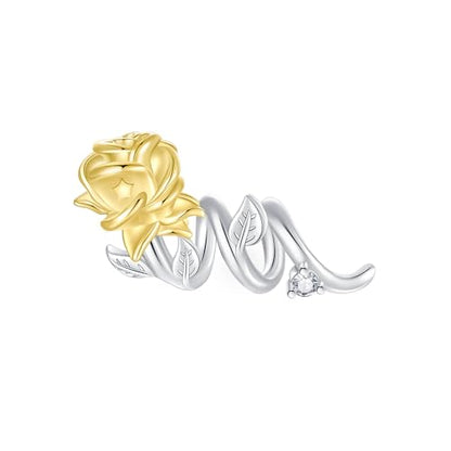 LUXILLA 925 Sterling Silver Charm Golden Family Tree Sparkling Cross Cute Dragon Charms Fits Bracelets Necklace Pendant Bead Jewelry Gift for Women Family Friends - color: Flower Dangle Charm