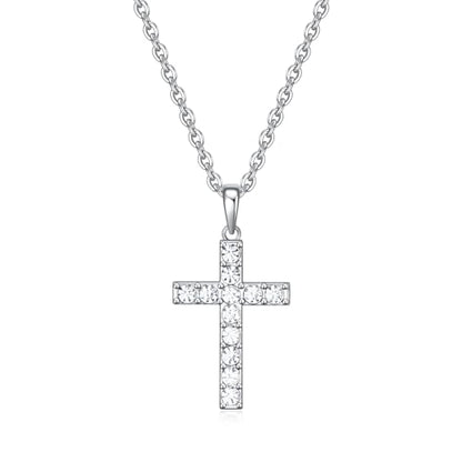 Birthstone Cross Necklace for Women,First Communion Gifts Easter Baptism Cross Jewelry Pendant Gift - color: 04April-Crystal White