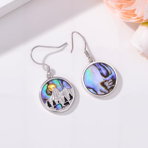 Mountain Mustard Seed Earrings for Women 925 Sterling Silver Lotus/Cross Dangle Drop Earring Christian Jewelry Outdoor Birthday Graduation Gifts - style: Mountain-Abalone