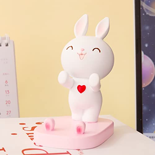 SIQITECHNO Cute Bunny Cell Phone Stand Holder Universal Resin Rabbit Smartphone Stand Desktop Phone Holder Funny Animal Statue Mobile Phones Tablet Stands Creative Desk Ornament for Home Office Desk - color: Stand