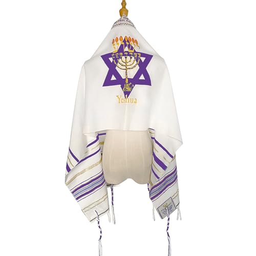 Tallit Prayer Shawl with Bag, Soft Fabric 70"x 20" Tallit Prayer Cloth Israel for Men & Women - color: Purple