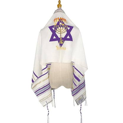 Tallit Prayer Shawl with Bag, Soft Fabric 70"x 20" Tallit Prayer Cloth Israel for Men & Women - color: Purple