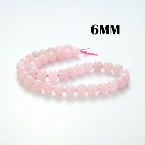 100Pcs Natural Stone Beads 6mm Rose Quartz Round Gemstone Loose Beads with Elastic Bracelet String for Bracelets Necklace Jewelry Making - color: Rose Quartz, size: 6mm