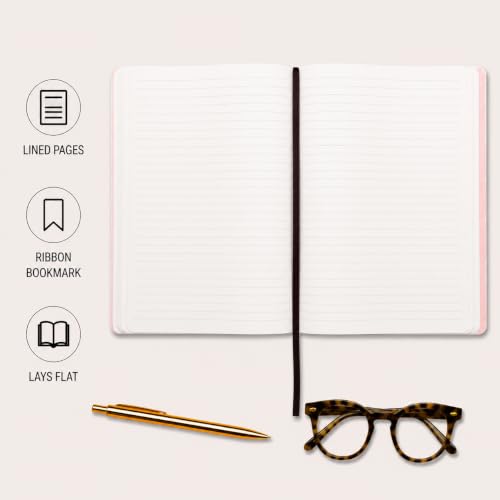 WORLD TRAVELER Large Lined Journal Notebook 256 Ruled White & Ivory Pages - color: Ombre Pink & Gold