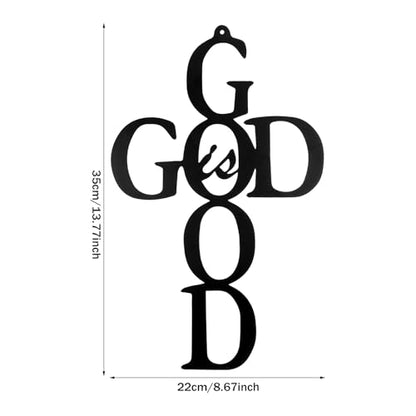 God is Good Black Cross Metal Wall Art Hanging Sign Nice Religious Decor Present for Home Wall Decoration in Family Office (Metal, 8.67 x 13.77 Inch) - size: 8.67 x 13.77 Inch