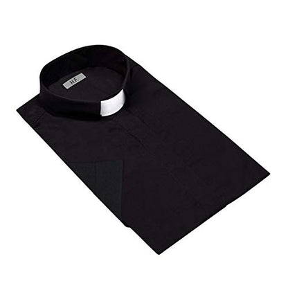 HFW Women's Clergy Shirt with Tab Collar Short Sleeves - color: Black, size: 18