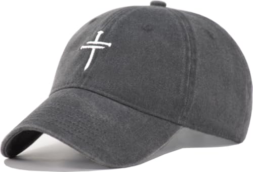 Christian Jesus Cross Vintage Hat Men Women Faith Baseball Hat Ideal Gift for Birthday Christmas Father's Mother's Day - color: Charcoal
