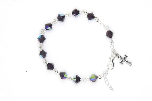 Catholic Communion Rosary Bracelet Created with Swarovski® Crystals, Glass - color: Garnet - January
