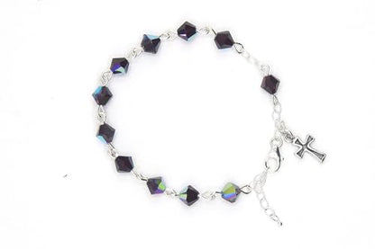 Catholic Communion Rosary Bracelet Created with Swarovski® Crystals, Glass - color: Garnet - January