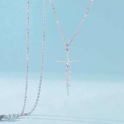 Faith Jesus Cross Necklace Name ID Warm Gift for Mama Gigi Grandma Women - color: necklace jesus cross