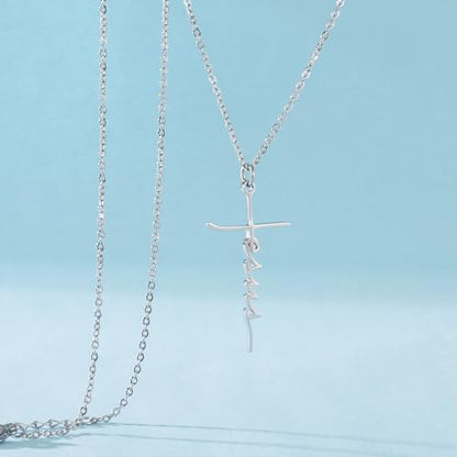 Faith Jesus Cross Necklace Name ID Warm Gift for Mama Gigi Grandma Women - color: necklace jesus cross