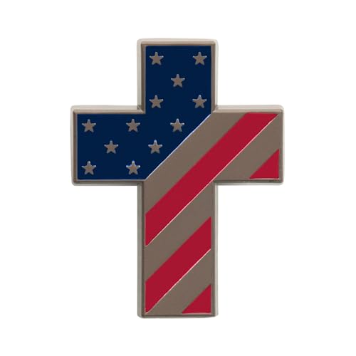Great 1 American Flag Christian Cross Lapel Pin - color: Traditional-Metal