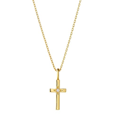 14K Gold Cross Necklace for Women, Dainty Cross Pendant with moissanite,Luxurious Christian Religious Fine Jewelry, Lightweight Dainty 14K Gold Chain Necklace for Women，Versatile for All Occasions - color: Dainty Cross Pendant Necklace