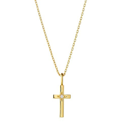 14K Gold Cross Necklace for Women, Dainty Cross Pendant with moissanite,Luxurious Christian Religious Fine Jewelry, Lightweight Dainty 14K Gold Chain Necklace for Women，Versatile for All Occasions - color: Dainty Cross Pendant Necklace