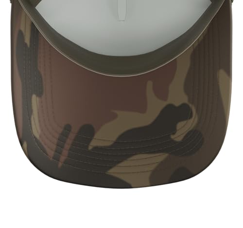 Romans 8:28 Bible Verse Flowers Cross Christian Women Trucker Hat with Adjustable Mesh Back - color: Camo Green