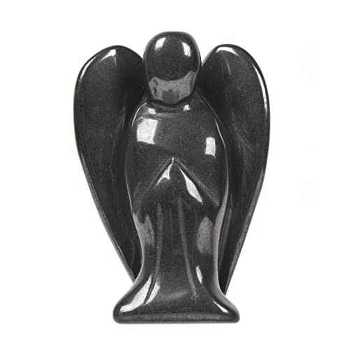 Justinstones Carved Hematite Gemstone Peace Angel Pocket Guardian Angel Healing Statue 2 inch - color: Hematite
