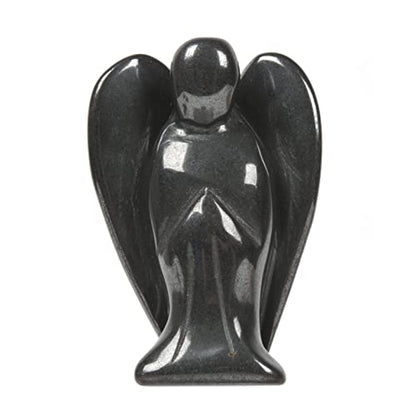 Justinstones Carved Hematite Gemstone Peace Angel Pocket Guardian Angel Healing Statue 2 inch - color: Hematite