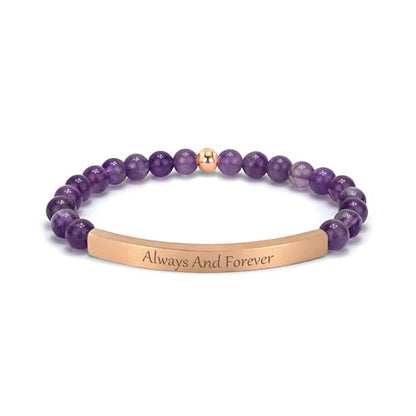 Amethyst Christian Bracelet for Women, 18K Gold Plated Bible Verse Jewelry, Inspirational Religious Faith Gift, Scripture Jewelry for Encouragement & Strength - color: ALWAYS AND FOREVER-Amethyst Rose Gold