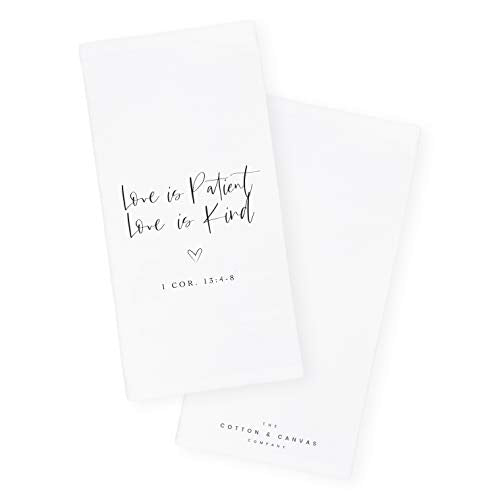 The Cotton & Canvas Co. Love is Patient Love is Kind 1 Corinthians 13:4-8 Scripture, Bible, Religious, Soft and Absorbent Tea Towel, Flour Sack Towel and Dish Cloth