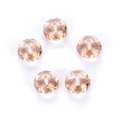 24pcs Adabele Austrian 6mm Faceted Rondelle Crystal Beads Lt. Peach Pink - color: Peach/Pink, size: 4mm x 6mm - 24pcs