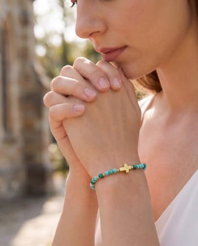 HGDEER God's Blessing Cross Bracelet for Women & Teens, Christian Gift - color: Multi-Green