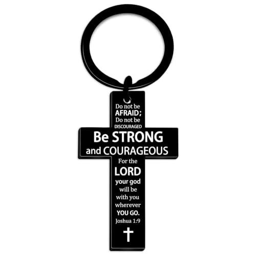 Cross Keychain for Men Women Jesus Keychain Christian Key chain Bible Verse Accessories Scripture Religious - color: Black