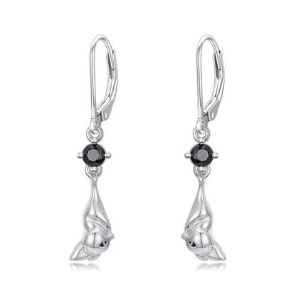 HPQQ Earrings for Women Sterling Silver Dangle Earrings Birthday Christmas Jewelry Gifts for Women Wife Mom - color: White Gold-Bat-B