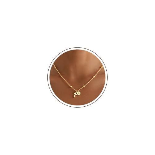 Turandoss Cross Necklace for Girls, Cross Jewelry Birthday Baptism Gifts - color: R