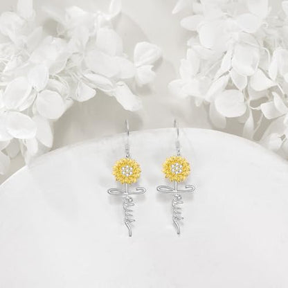 POPLYKE Faith Cross Flower Stud Earrings for Women Sterling Silver Dangle Earring Jewelry Gifts for Women Mom Wife - style: Jesus