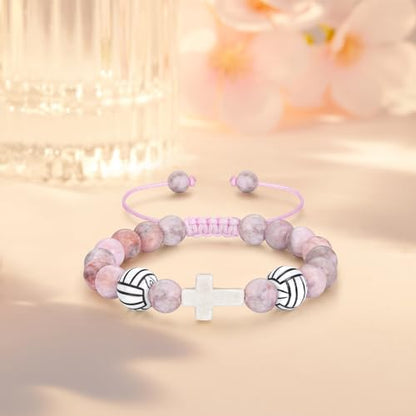 Bracelets for Girls Cross Soccer Bracelets Birthday Gifts for Girl - color: 5# Volleyball Girl