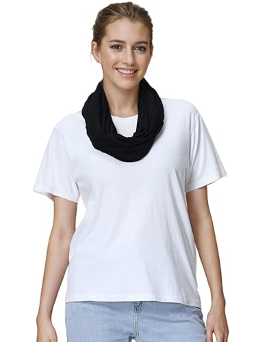Lina & Lily Premium Modal Jersey Knit Women's Infinity Scarf Loop Lightweight - color: Black