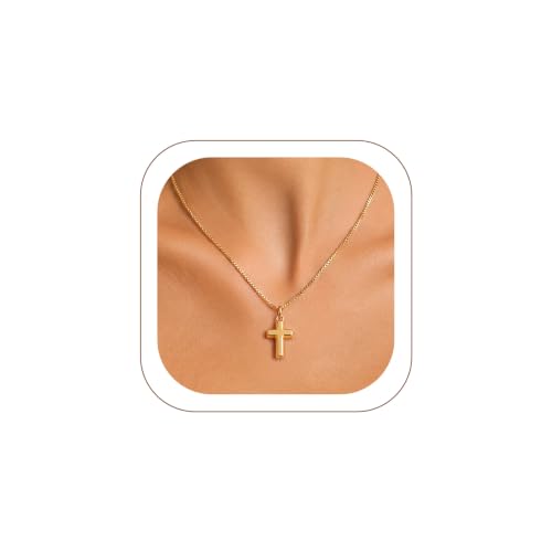 KeyStyle Cross Necklace for Women,Silver/Gold/Rose Gold Cross Pendant - color: Small Cross-Gold
