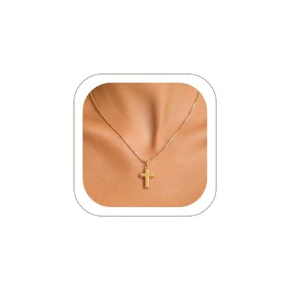 KeyStyle Cross Necklace for Women,Silver/Gold/Rose Gold Cross Pendant - color: Small Cross-Gold