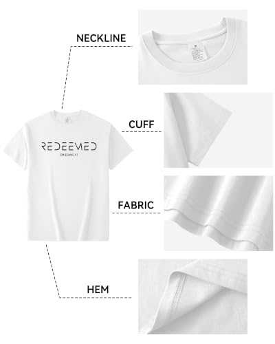 Aiyino Men's Redeemed Christian T-Shirt Graphic Tee 100% Cotton - color: White, size: XX-Large