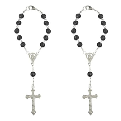 ZIMISI 2PCS Car Rosary for Rearview Mirror (Black) - color: Black