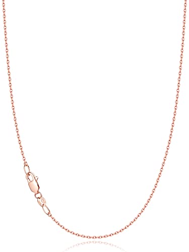 Jewlpire 18k Gold Plated 925 Sterling Silver Chain Necklace for Women, 1.1mm Cable Chains Necklace Thin & Dainty & Sturdy Women's Chain Necklaces, 14/16/17/18/20/22/24 Inches - color: Rose Gold, size: 14 Inch
