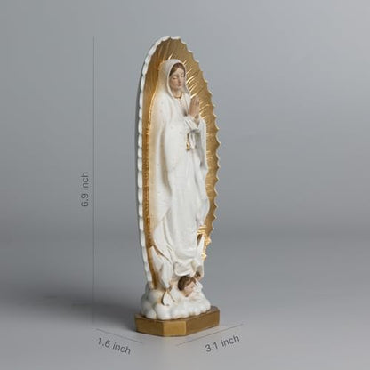BC Catholic Our Lady of Guadalupe Statue, 7" H Virgen De Guadalupe Figure, Holy Mother Mary Religious Gift, Catholic Decor, Handpainted Renaissance Sculpture Purity & Grace Collection by Buildclassic - color: Gold&white Guadalupe
