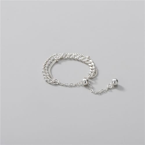 925 Sterling Silver Adjustable Link Chain Rings for Women Daughter - color: Style 3-Silver