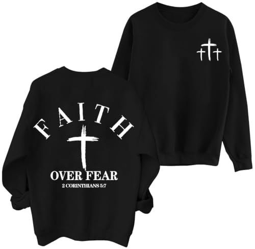 Christian Sweatshirts for Women Jesus Cross Casual Tops - color: Black, size: Medium