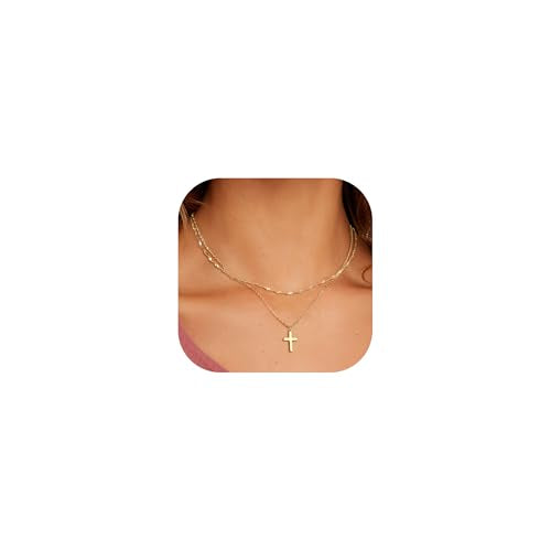 Zalcon Layered Cross Necklaces Jewelry Stack for Women Non Tarnish - style: Gold