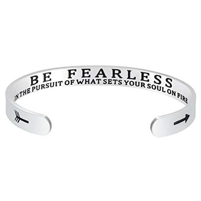 Fesciory Inspirational Bracelets for Women, Stainless Steel Cuff Bangle - color: Silver-17
