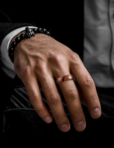 King Will 316L Wedding Band for Men Women, 4-8mm I LOVE YOU Dome Size 4-15 - color: F-Brown-6mm