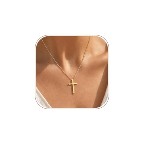 Gold Cross Necklace for Women Dainty 14K Gold Plated Cross Necklace - color: Gold-Big Cross