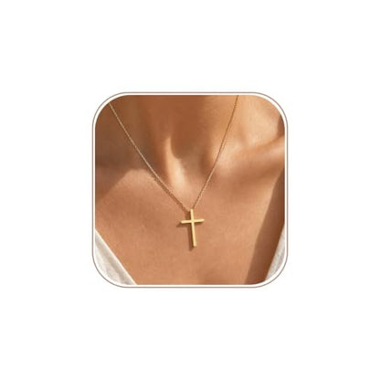 Gold Cross Necklace for Women Dainty 14K Gold Plated Cross Necklace - color: Gold-Big Cross