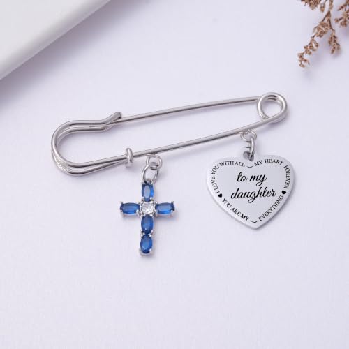 Ralukiia Something Blue Gifts for Bride, Blue Cross Bridal Bouquet Charm Pin with Pearl, Christian Wedding Keepsake, Bridal Shower Gift, Wedding Day Accessory for Daughter Bride - color: From Mom